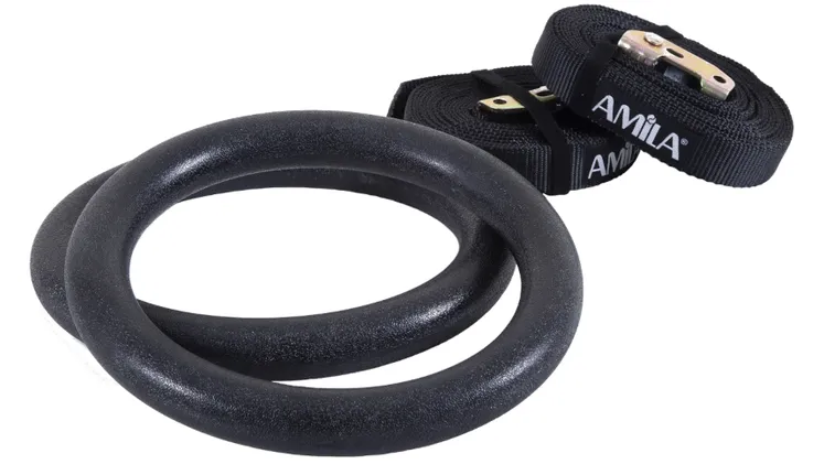 Κρίκοι Γυμναστικής Amila 84552 Abs - Μαύρο