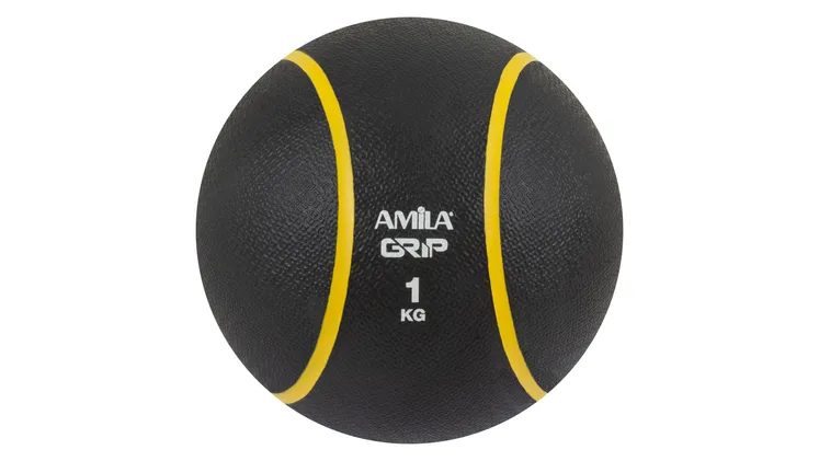 Μπάλα Medicine Amila Grip 84751 Λάστιχο 1kg Μαύρο - Κίτρινο