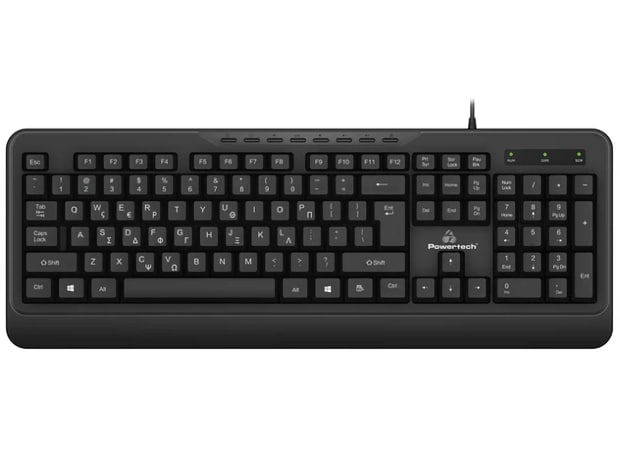 Powertech PT-1066 Ενσύρματο Πληκτρολόγιο Μαύρο (EN/GR)