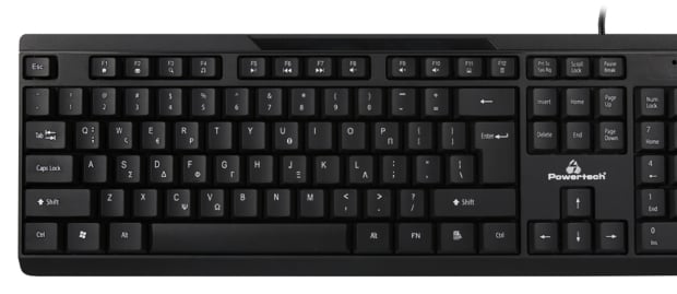 Powertech PT-1069 Ενσύρματο Πληκτρολόγιο Μαύρο (EN/GR)