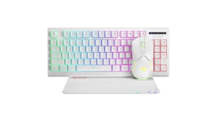 Marvo Cm310 Σετ Gaming Ενσύρματο Πληκτρολόγιο με RGB φωτισμό & Ποντίκι Λευκό (US)