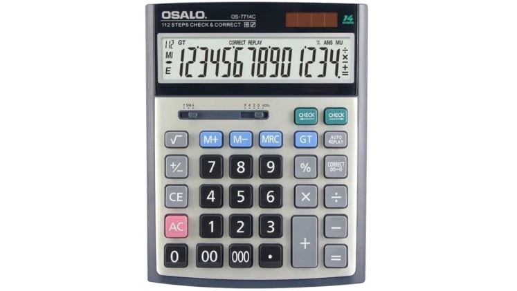 Αριθμομηχανή Γραφείου Osalo 14 Ψηφίων Os-7714c Γκρι