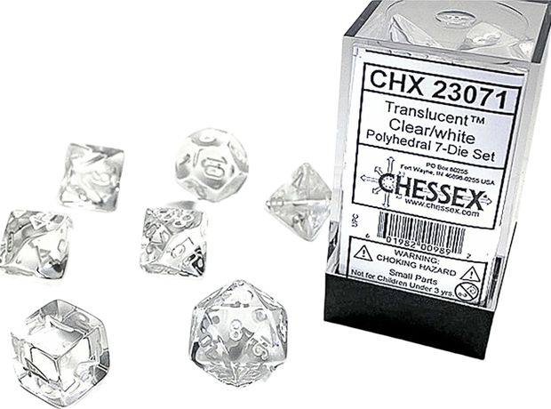 Chessex Translucent - Clear/White CHESSEX