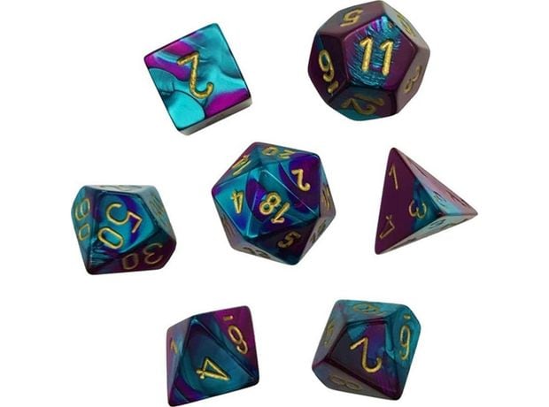 Gemini Purple-teal/Gold Mini Polyhedral 7-die CHESSEX