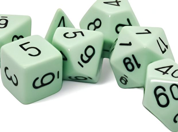 Opaque Pastel Green/Black Polyhedral 7-die Set CHESSEX