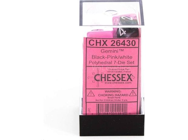 Gemini Black-pink/White Mini Polyhedral 7-die Set CHESSEX