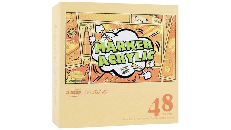 Ακρυλικοί Μαρκαδόροι Ζωγραφικής Zibeef για Ύφασμα, Μέταλλο, Γυαλί 1.5 mm (48 Τεμάχια)