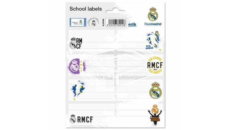 Αυτοκόλλητες Ετικέτες Grupoerik Real Madrid (2 Φύλλα - 16 Τεμάχια)