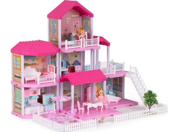 Ecotoys Κουκλόσπιτο 3 Oρόφων Ροζ
