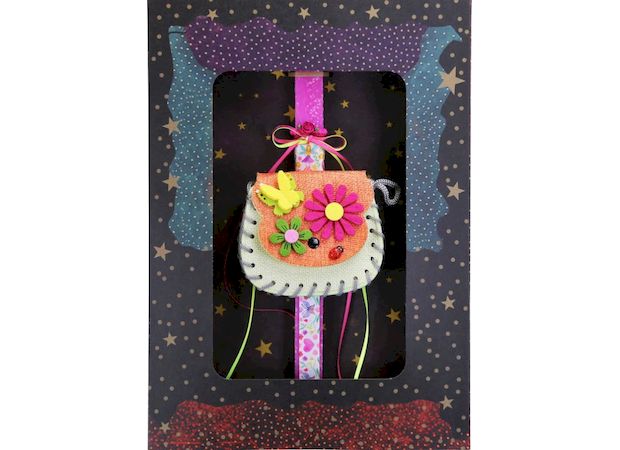 Λαμπάδα Synchronia Τσαντάκι Λουλούδια Φούξια