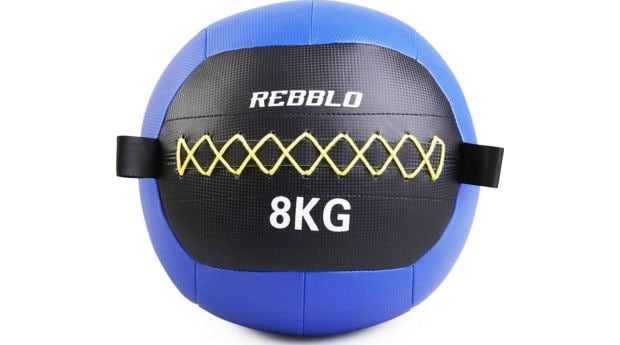 Μπάλα Wall Rebblo Κατάλληλη για Ενδυνάμωση 8 kg 32 cm από Πλαστικό και Δέρμα - Μπλε
