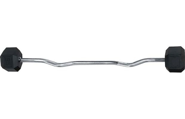 Στραβόμπαρα Τύπου "W" Σταθερού Βάρους 25kg Amila 84794 από Ατσάλι με Εξάγωνους Δίσκους από Λάστιχο