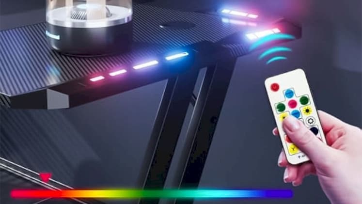 Γραφείο Gaming Lamtech RGB από Carbon Fiber 140x60x75cm - Μαύρο