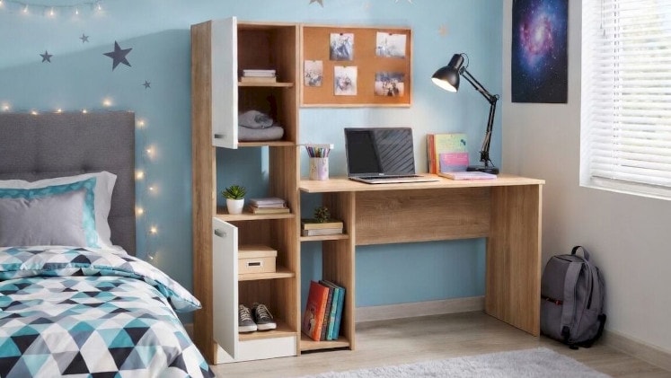 Γραφείο Βιβλιοθήκη Kitwood από Μελαμίνη 160x50x144cm - Sonoma Δρυς/ Λευκό Matt