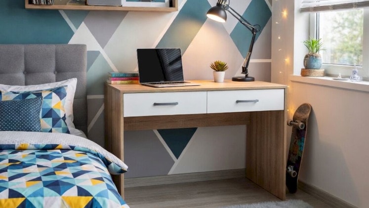 Γραφείο Οικιακό Kitwood από Μελαμίνη 100x60cm - Sonoma Δρυς/ Λευκό Matt