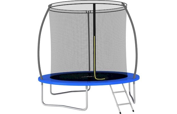 VidaXL Σετ Τραμπολίνου Στρογγυλό 244x55cm για έως 100kg - Μαύρο/ Γκρι/ Μπλε