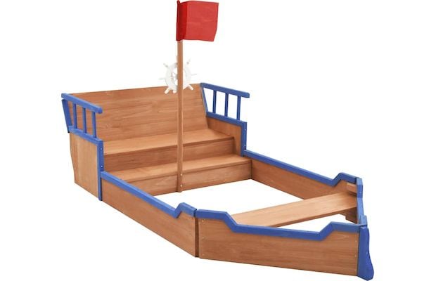 Vidaxl Αμμοδόχος Πειρατικό Καράβι 190x94.5x101cm Ξύλινη - Καφέ/ Μπλε