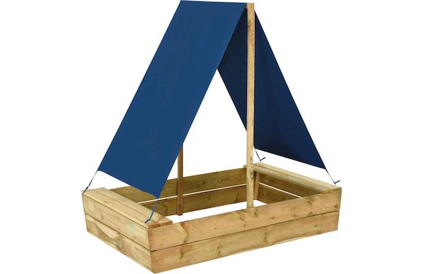 Vidaxl Αμμοδόχος με Σκίαστρο 80x60x97.5cm Ξύλινη - Καφέ/ Μπλε