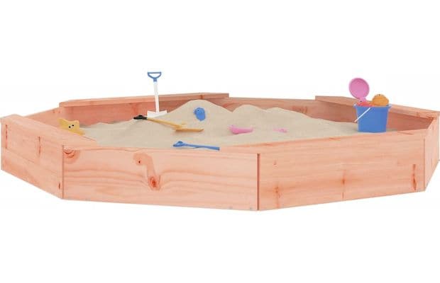 Vidaxl Αμμοδόχος με Καθίσματα Οκτάγωνη 159.5x159.5x20cm Ξύλινη - Φυσικό Χρώμα Ξύλου