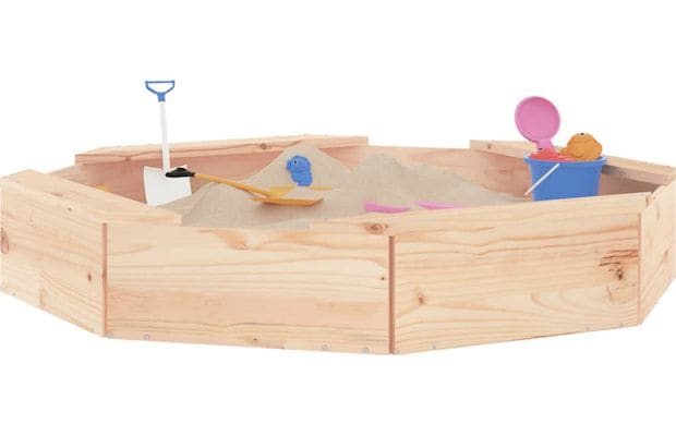 Vidaxl Αμμοδόχος με Καθίσματα Οκτάγωνη 111x111x20cm Ξύλινη - Φυσικό Χρώμα Ξύλου