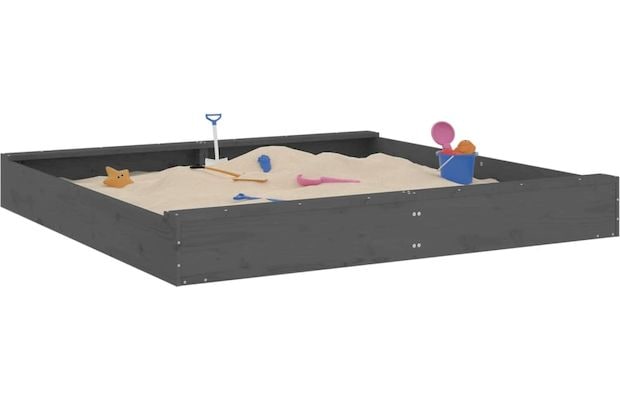 Vidaxl Αμμοδόχος με Καθίσματα Τετράγωνη 160x160x20cm Ξύλινη - Γκρι