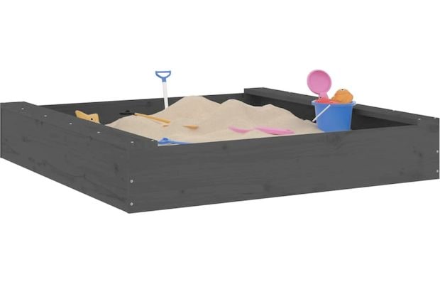 Vidaxl Αμμοδόχος με Καθίσματα Τετράγωνη 111x111x20cm Ξύλινη - Γκρι