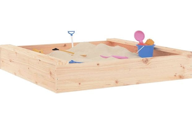 Vidaxl Αμμοδόχος με Καθίσματα Τετράγωνη 111x111x20cm Ξύλινη - Φυσικό Χρώμα Ξύλου