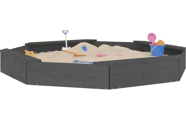 Vidaxl Αμμοδόχος με Καθίσματα Οκτάγωνη 159.5x159.5x20cm Ξύλινη - Γκρι