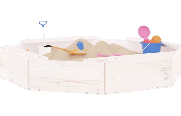Vidaxl Αμμοδόχος με Καθίσματα Οκτάγωνη 111x111x20cm Ξύλινη - Λευκό