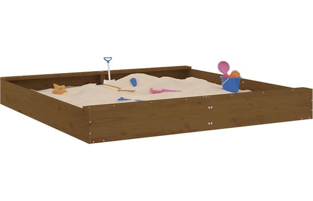 Vidaxl Αμμοδόχος με Καθίσματα Τετράγωνη 160x160x20cm Ξύλινη - Καφέ μελί