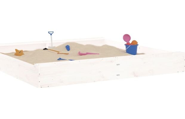 Vidaxl Αμμοδόχος με Καθίσματα Τετράγωνη 160x160x20cm Ξύλινη - Λευκό