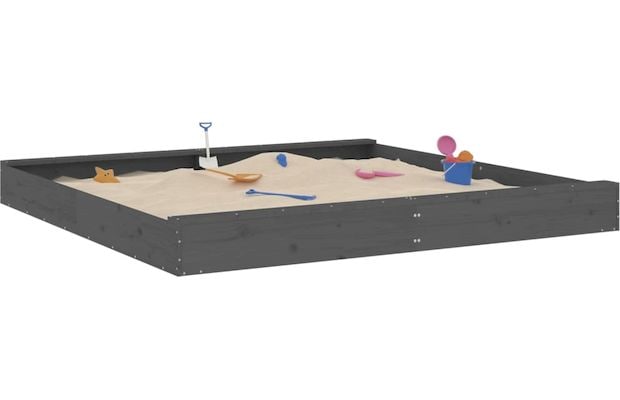 Vidaxl Αμμοδόχος με Καθίσματα Τετράγωνη 200x200x20cm Ξύλινη - Γκρι