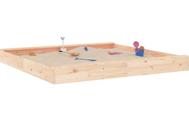Vidaxl Αμμοδόχος με Καθίσματα Τετράγωνη 200x200x20cm Ξύλινη - Φυσικό Χρώμα Ξύλου