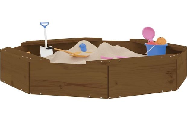 Vidaxl Αμμοδόχος με Καθίσματα Οκτάγωνη 111x111x20cm Ξύλινη - Μελί