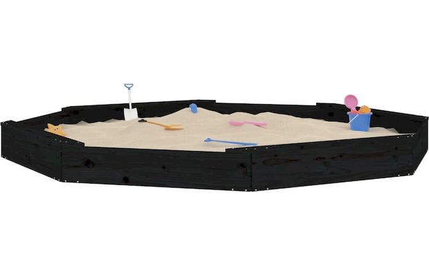 Vidaxl Αμμοδόχος με Καθίσματα Οκτάγωνη 232x232x20cm Ξύλινη - Μαύρο