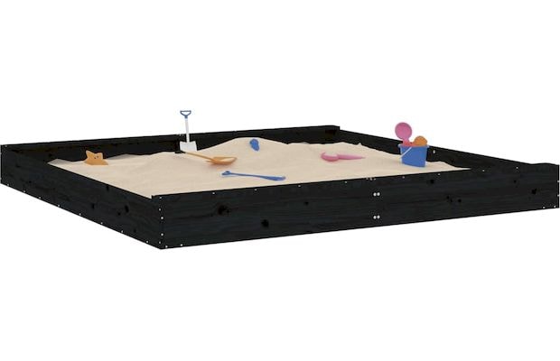 Vidaxl Αμμοδόχος με Καθίσματα Τετράγωνη 200x200x20cm Ξύλινη - Μαύρο