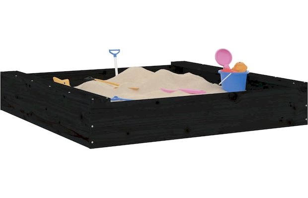 Vidaxl Αμμοδόχος με Καθίσματα Τετράγωνη 111x111x20cm Ξύλινη - Μαύρο