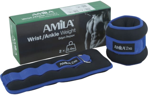 Βαράκια Άκρων 2 x 2kg Σταθερού Βάρους Amila 94954 από Νεοπρένιο - Μαύρο/Μπλε