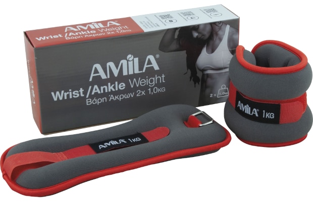 Βαράκια Άκρων 2 x 1kg Σταθερού Βάρους Amila 94952 από Νεοπρένιο - Γκρι/Κόκκινο