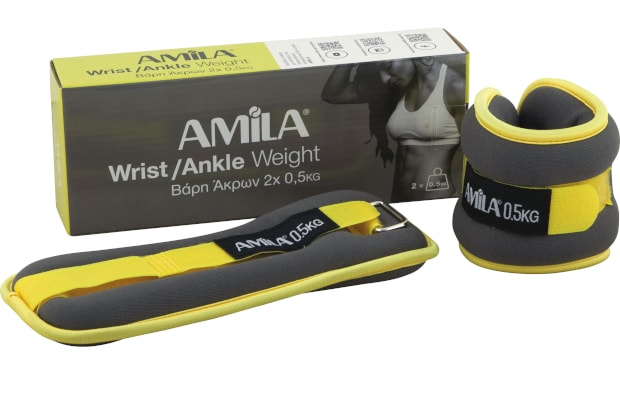 Βαράκια Άκρων 2 x 0.5kg Σταθερού Βάρους Amila 94951 από Νεοπρένιο - Μαύρο/Κίτρινο