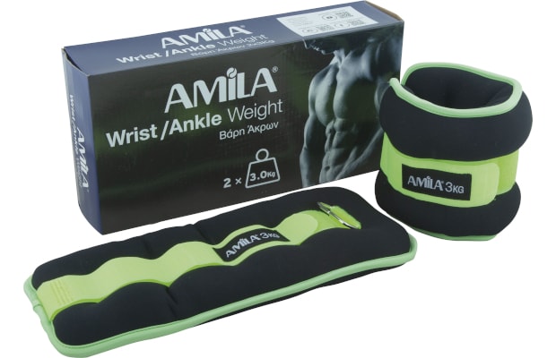 Βαράκια Άκρων 2 x 3kg Σταθερού Βάρους Amila 94955 από Νεοπρένιο - Μαύρο/Πράσινο