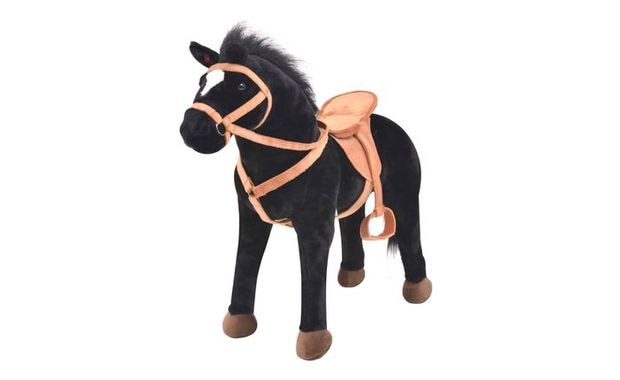 Λούτρινο VIDAXL Άλογο Σε Όρθια Στάση Μαύρο