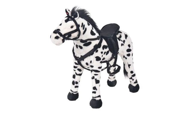 Λούτρινο VIDAXL Άλογο XXL Σε Όρθια Στάση Ασπρόμαυρο