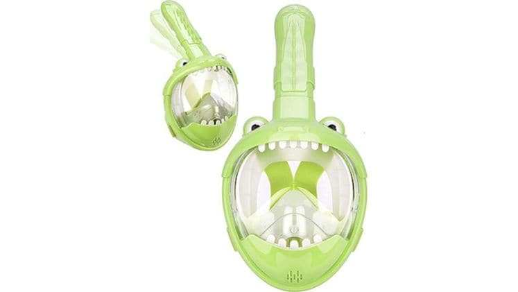 Παιδική Μάσκα Θαλάσσης Thenice Kf-2 Κροκοδειλάκι Full Face Snorkel Mask XS/S - Λαχανί